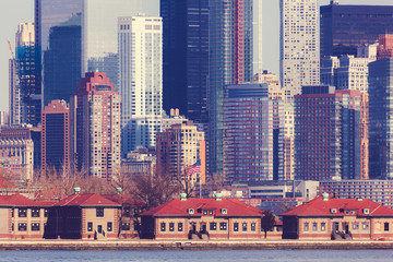 Fototapeta premium Lower Manhattan and Ellis Island