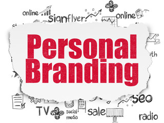 Advertising concept: Personal Branding on Torn Paper background