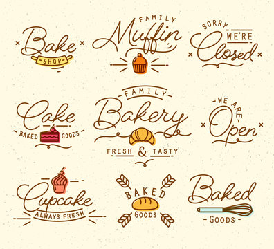 Flat bakery symbols brown