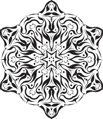 Abstract black vector round lace design - mandala, decorative el