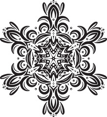 Abstract black vector round lace design - mandala, decorative el