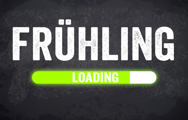 Kreidetafel mit Frühling und Ladebalken