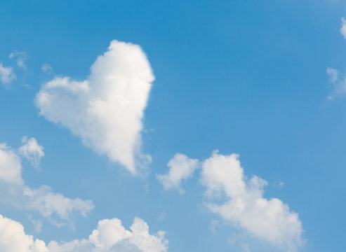 A cloud in the form of heart in the blue sky
