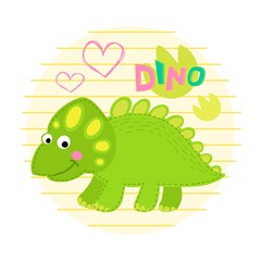 Green dinosaur vector illustration. 