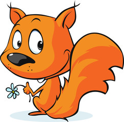 cute vector red squirrel isolated on white background