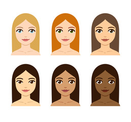 women skin and hair color variety
