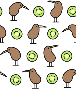 Kiwi Bird And Fruit Pattern