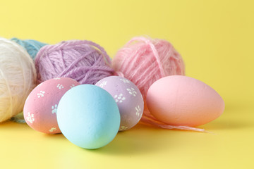 Pastel and colored Easter eggs