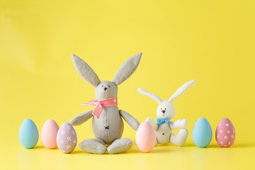 Eastern egg on yellow paper background