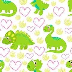 Dinosaur Rex vector seamless pattern. 