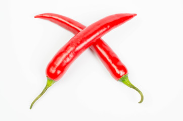 Red hot chili pepper isolated on a white background