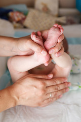 Obraz na płótnie Canvas Beautiful Soft newborn baby feet