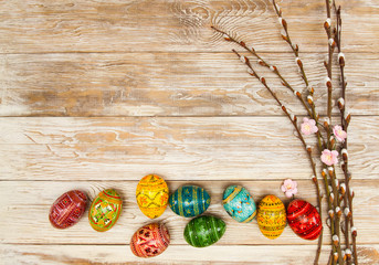 easters spring shabby wooden background.Blank, easter card