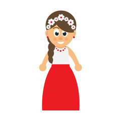 cartoon girl in red skirt vector