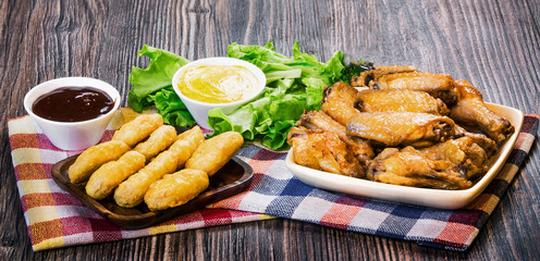fried nuggets and fried wings
