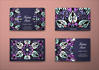 Vector vintage visiting card set.