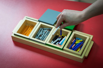 Montessori material colored beads
