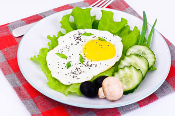 Scrambled Eggs with Chia Seeds, Lettuce and Cucumber