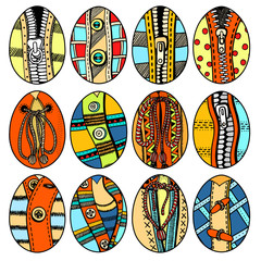Set of Hand drawn easter eggs