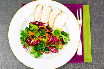 Salad Mix Batavian, Frise, Radicchio, Chicory  Chicken