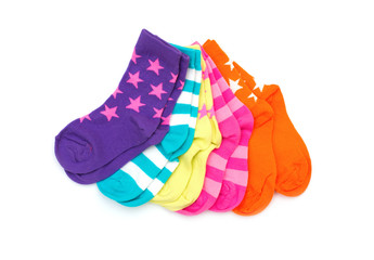 colorful socks isolated on white background