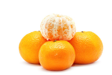 tangerine or mandarin fruit isolated on white background