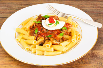 Tortellini with Tomato Paste, Sardines Fish,  Spices and Soy Sau