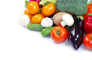 fresh vegetables on the white background