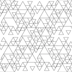 Abwaschbare Fototapete Dreieck Dreieckiges nahtloses Vektormuster. Abstrakte schwarze Dreiecke auf weißem Hintergrund