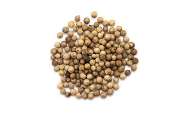 White pepper grains isolated on white background