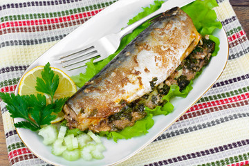 Mackerel Stuffed with Celery and Parsley in a Sauce of Coconut M