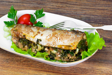 Mackerel Stuffed with Celery and Parsley in a Sauce of Coconut M