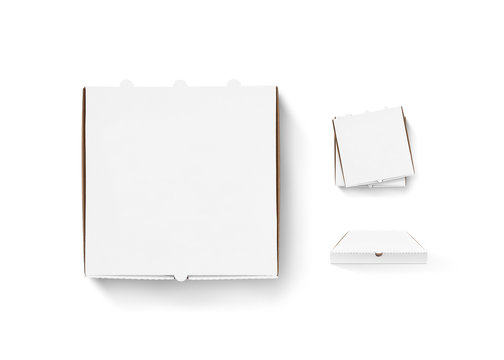 Top View Cardboard Pizza Box White Surface Minimalistic Concept Stock Photo  by ©AntonMatyukha 219442724