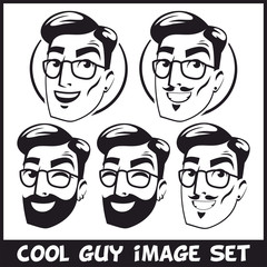 cool guy image hipster set of signs