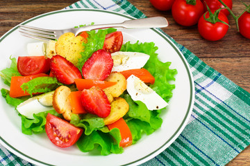 Tomato, Sweet Pepper with Egg, Strawberry and Bruschetta