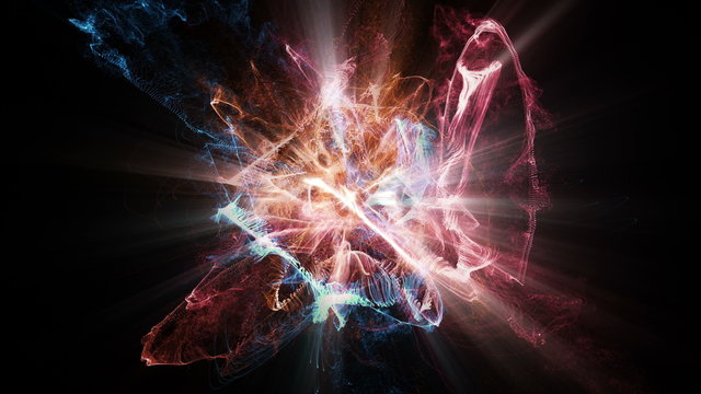 Light FX2119: Atomic particles collide, spin and shine (Video Loop).