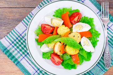 Tomato, Sweet Pepper with Egg and Bruschetta