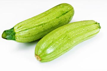 Fresh Green Zucchini on White Background