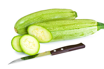 Fresh Green Zucchini on White Background