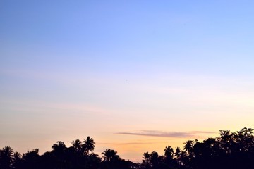 Silhouette beautiful sunset sky in Thailand