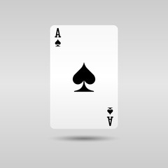 Spade Ace cards in modern design with shadow under.