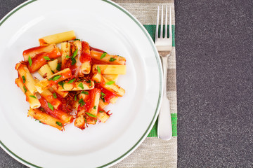 Pasta with Tomato Sauce Ketchup and Saffron