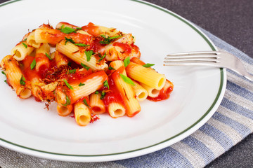 Pasta with Tomato Sauce Ketchup and Saffron