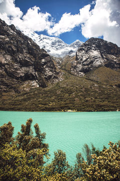 Huaraz, Peru, Huandoy mountain and Paron lake