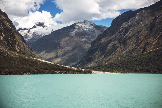 Huaraz, Peru, Huandoy mountain and Paron lake
