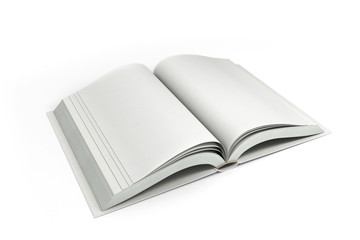 Open white book isolated on white