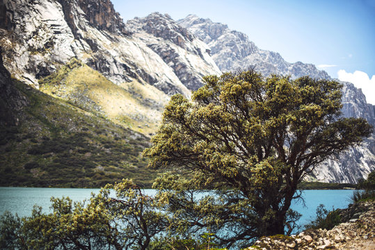 Huaraz, Peru, Huandoy mountain and Paron lake