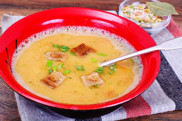 Healthy and Diet Food: Soup with Lentils, Celery