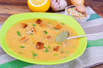 Healthy and Diet Food: Soup with Lentils, Celery