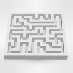 Maze labyrinth puzzle white on grey background. 3D Vector.